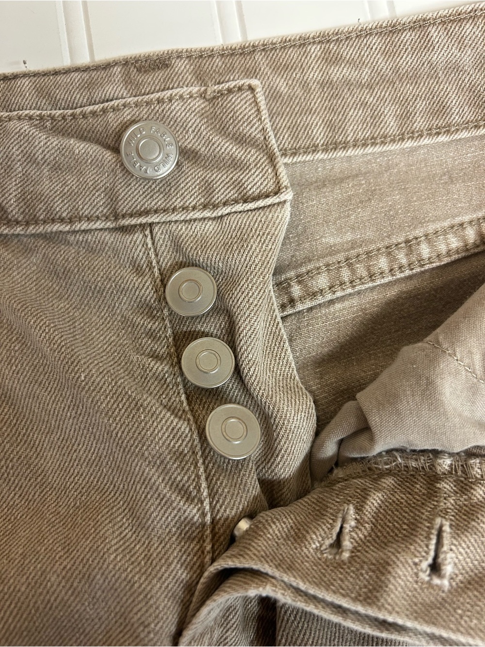 Wild Fable Button Fly Distressed Tan Pants Size 0 - Picture 8 of 11